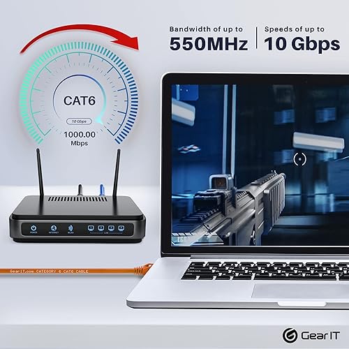 Miniatura 4 de GearIT Cable Cat6 de 3 pies - Cable Ethernet Cat6, Cable Ethernet Cat 6, Cable de conexión Cat6, Cable de conexión Cat 6, Cable de Red de Internet -