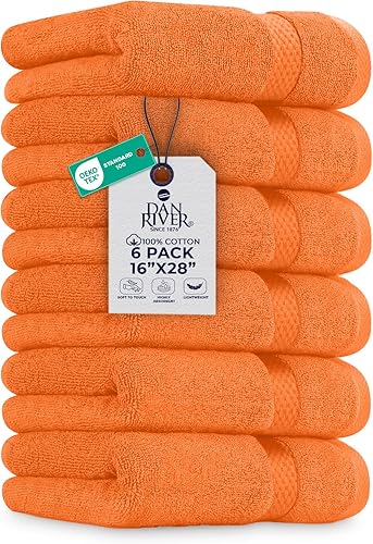 Vista 89 de DAN RIVER Juego de 4 toallas de baño, 27 x 54 pulgadas, 100% algodón, más grandes y ligeras, de secado rápido, súper suaves y absorbentes, toallas