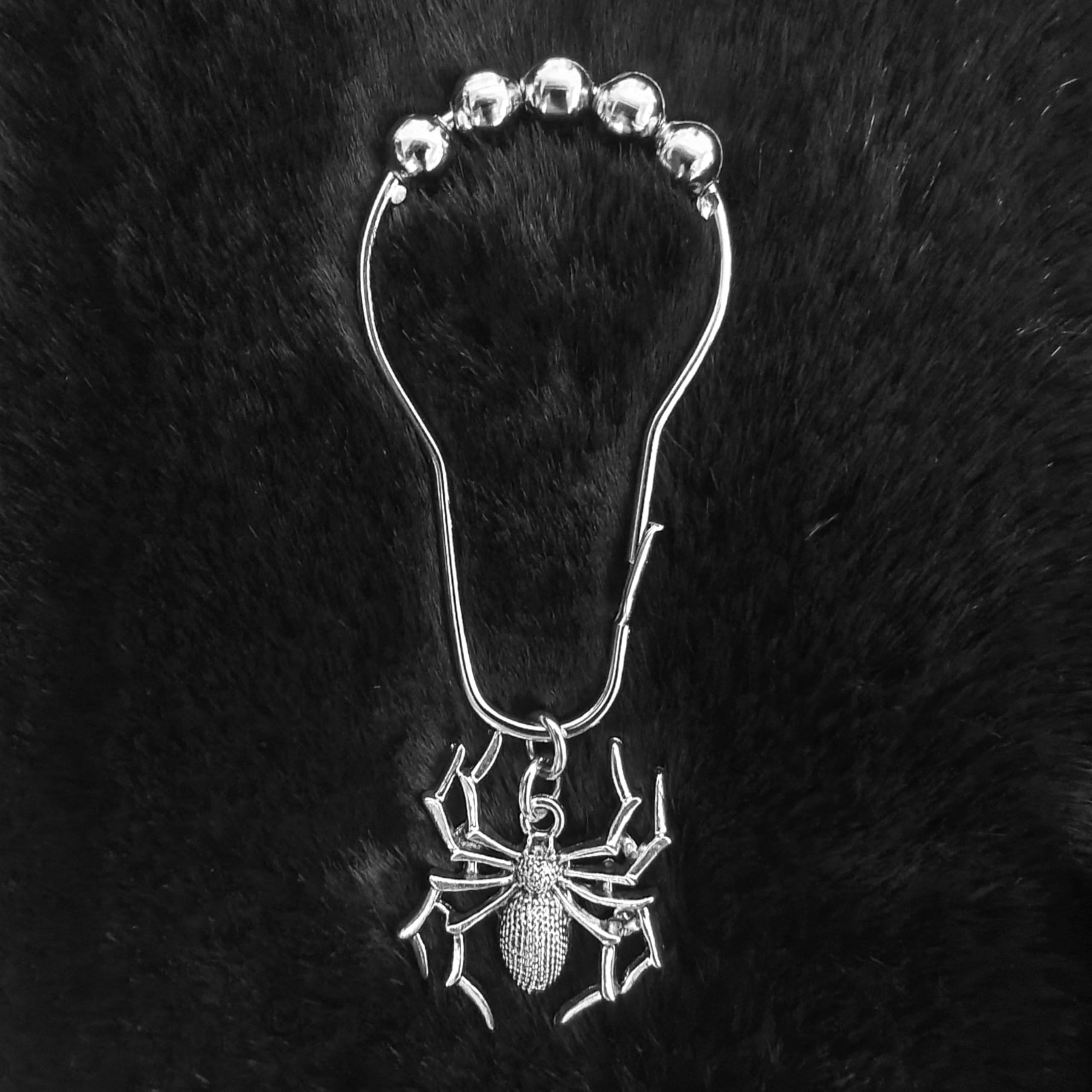 Palettease Shower Curtain Hooks Rings, Gothic Halloween Party Supplies, Goth Haunted Horror House Nightmare Devil Spooky Decors, Witchy Gift, Dark Magic, 12 PCS, Emo, Silver (Spider, Death Moth)