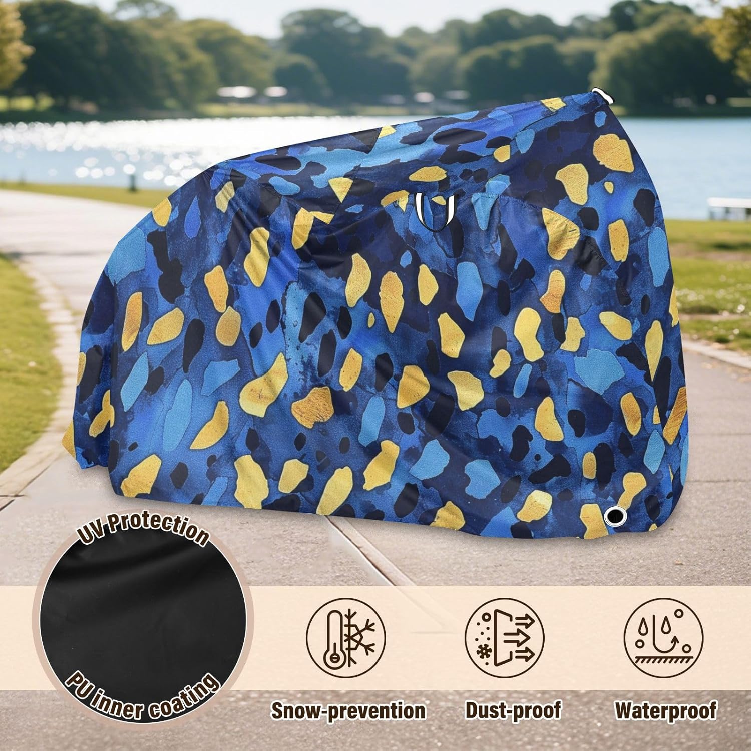 Leopard Print Blue Godlen Cover for Bike Waterproof Outdoor Rain Cover Bikes Storage
