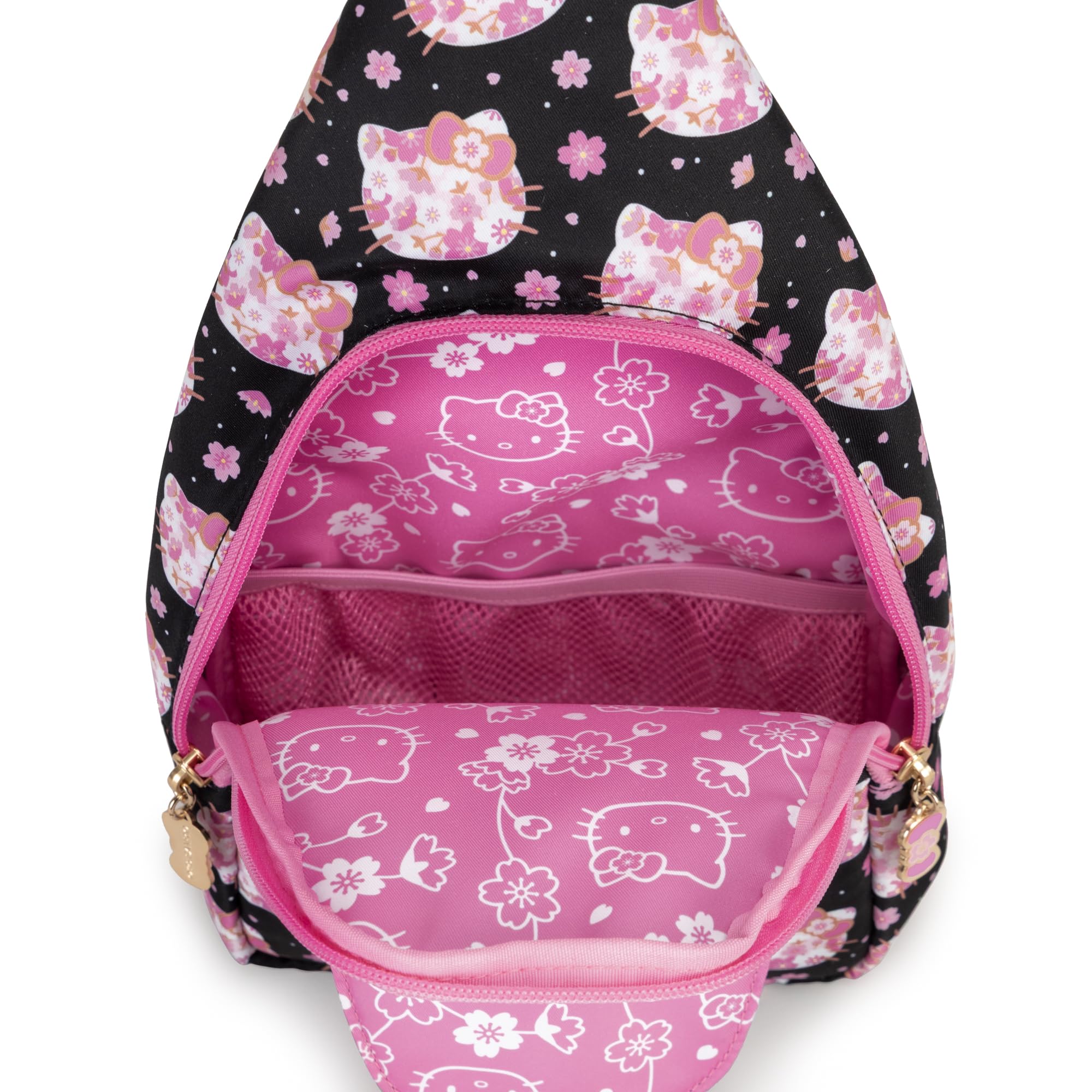 JuJuBe x Hello Kitty Cherry Blossoms Crossbody Sling Diaper Bag, Purses for Women, Essentials for Mom, Newborn, Baby & Toddler, Women’s Crossbody Bag, Adjustable Strap, Lightweight, Machine Washable