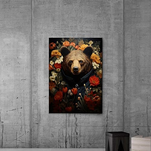 Miniatura 4 de Bear, Moon, And Star Nature Art Print, Folk Art, Bear Wall Art, Bear Wall Art Wood, Bear Wall Artwork, Moon Art, Decor Canvas, Art Decor