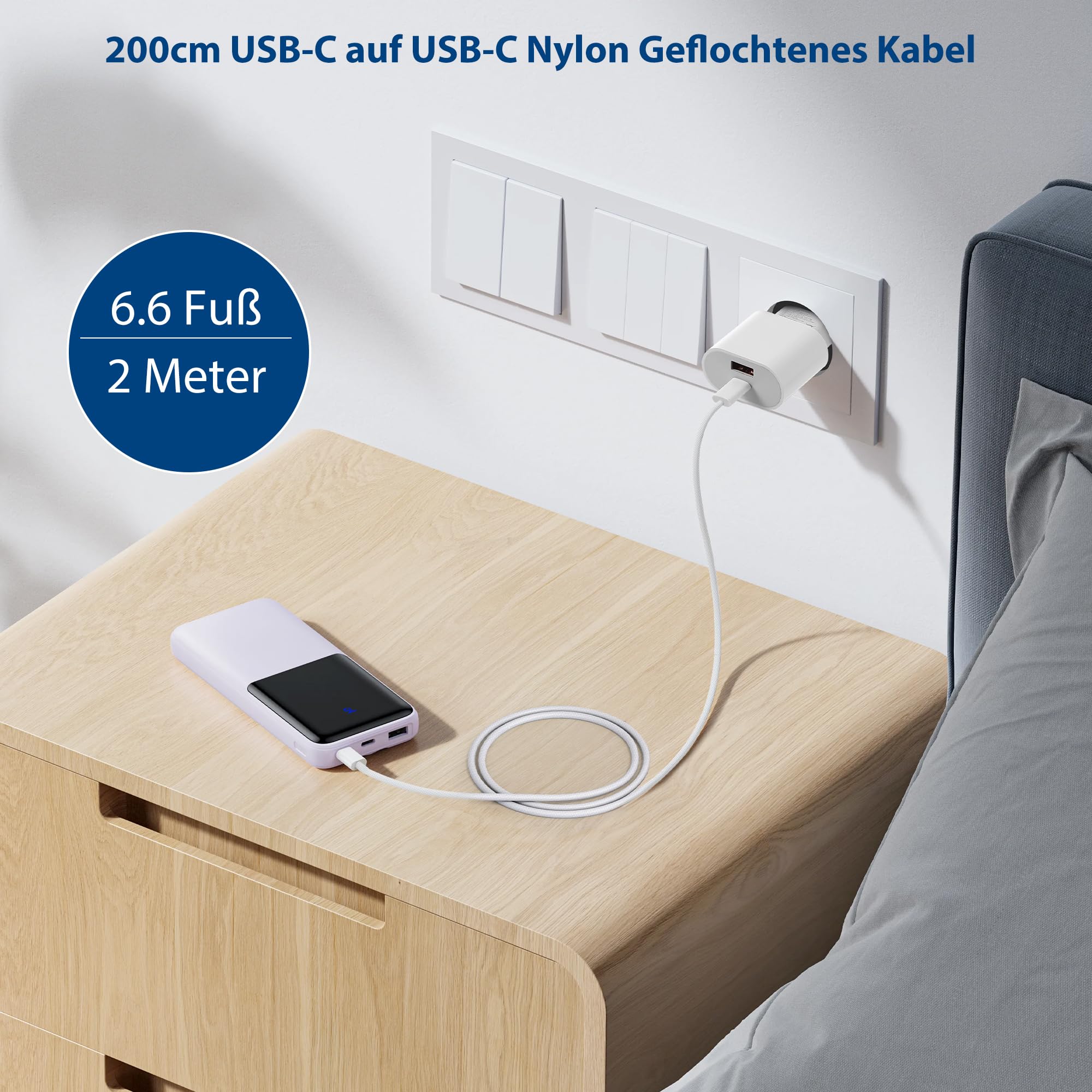 Caricatore per iPhone 17 16 15, 20W 2-Porto Alimentatore USB C & USB A Multipla Ricarica Veloce con Cavo 2M per Apple iPhone 16 17/16 17 Pro/16 17 Max/16 Plus/15/15 Pro/15 Max/15 Plus/iPad Pro/Air - 5