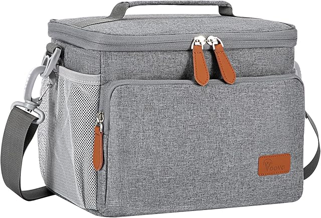Voova Insulated Lunch Bag for Men Women for Work, 10L 12 Cans Thermal Picnic Soft Cooler Box with Shoulder Strap, Leak-Proof Small Cool Tote for Adult kid Boy Girl for Travel Camping School Work