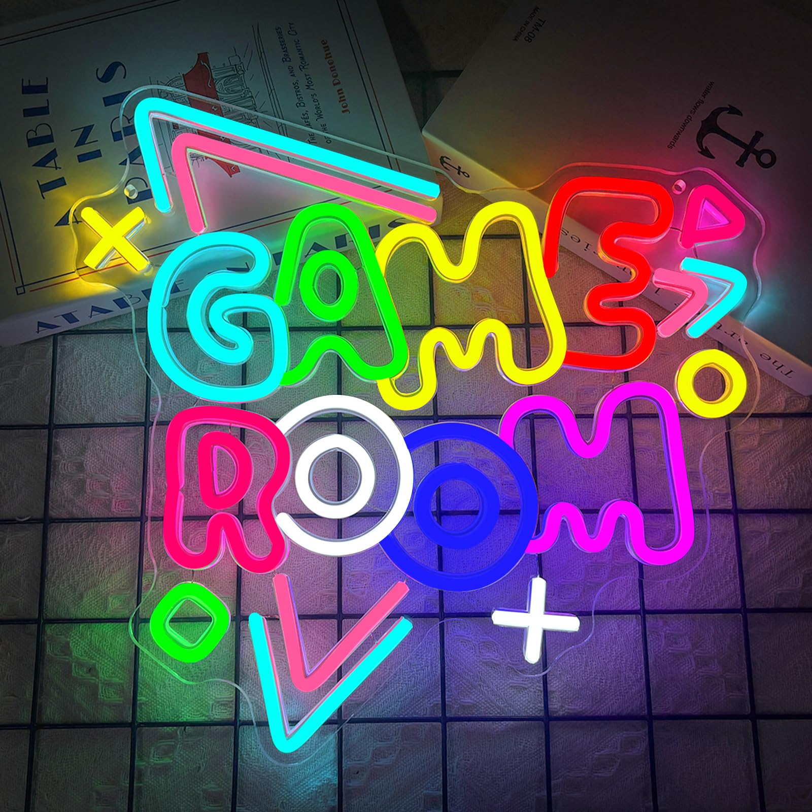 Neon LED Gaming, Décoration Murale pour Chambre Gamer et Salle de Jeux, Enseigne Lumineuse Néon avec USB et Variateur d'Intensité, Cadeau pour Ados et Adulte, Accessoire Bar et Deco Chambre
