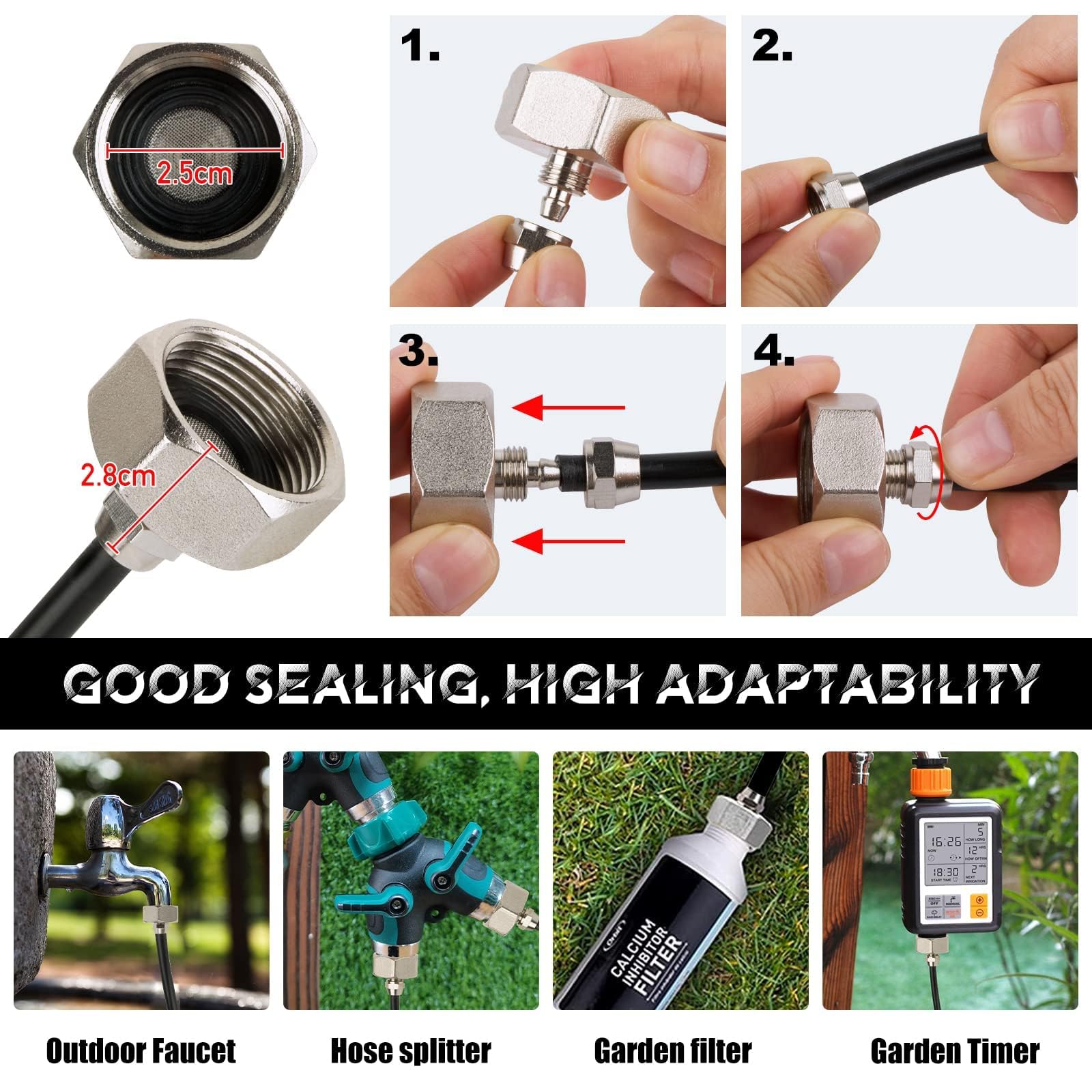 BOFUNX Sistema Nebulización Kit Nebulizador Sistema Riego Automático con Boquilla de Nebulizadora de Latón 0.4mm+Manguera+Conector de Boquilla Tobera T para Exterior Jardín Terraza Plantas