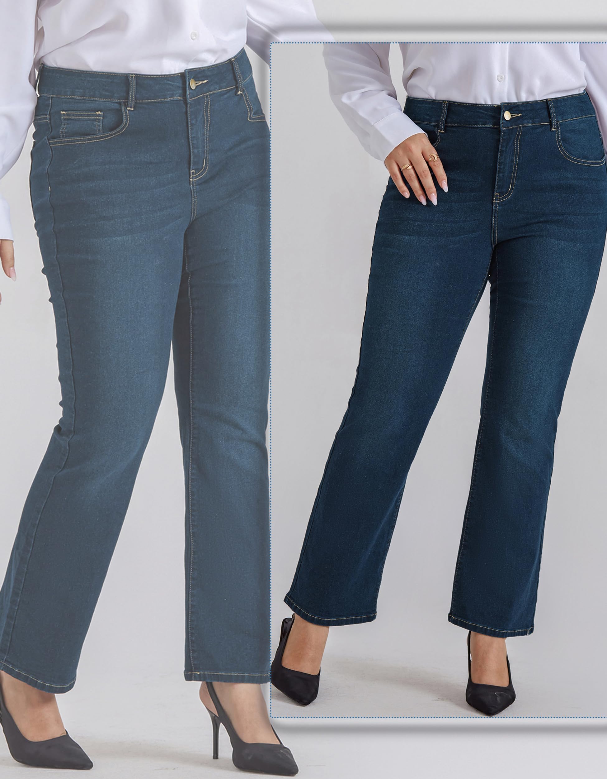 Hanna Nikole Pantalones vaqueros de corte boot-cut para mujer, cintura alta, elásticos, corte bootcut