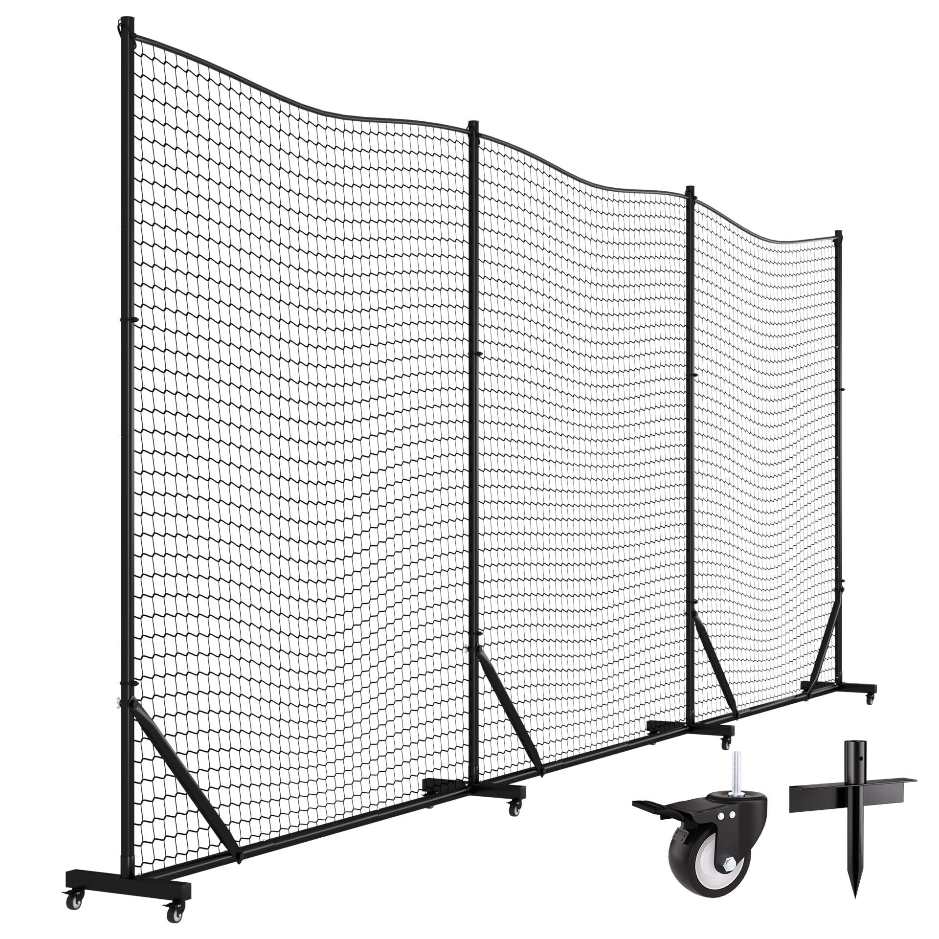 MR Ball Stop Net System, Movable Heavy Duty Backstop Net, 2 in 1 Multi-Sport Stop Netting, Ball Barrier Sports Practice Barrier Net for Professional, College and Grade School Training