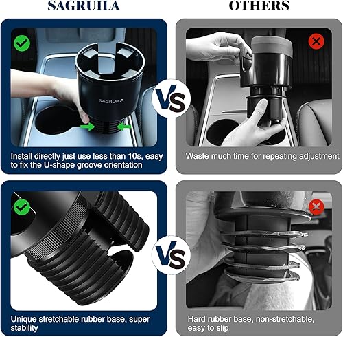 Miniatura 9 de Expansor de portavasos para automóvil con base de goma elástica, adaptador de portavasos grande compatible con Yeti, Hydro Flask, Nalgene, Stanley,