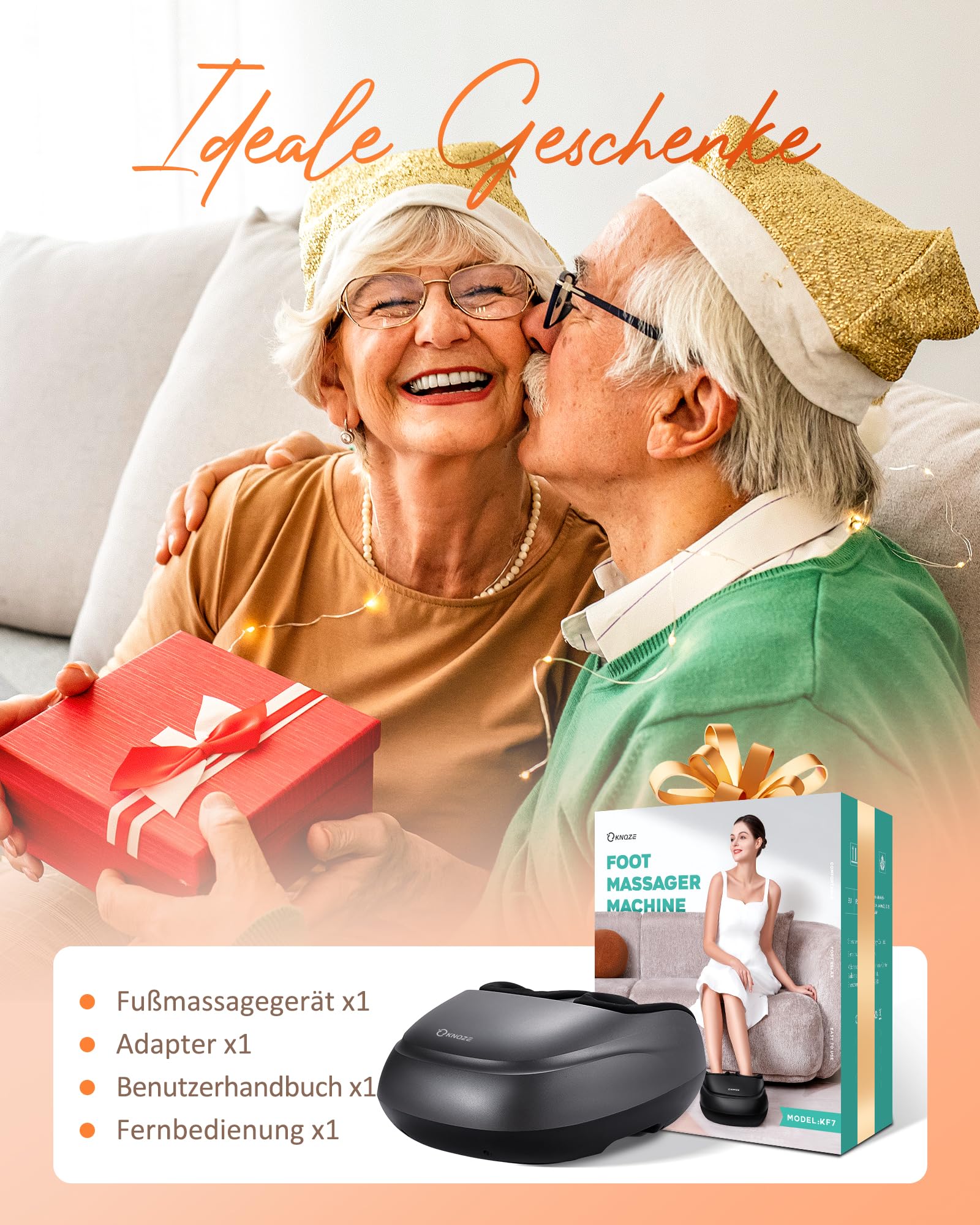 Shiatsu Fußmassagegerät mit Wärme, Kneten, Rollen & Luftkompression, 2026 Fussmassagegerät Elektrisch für Plantarfasziitis & Neuropathie, 3 Wärme & 3 Modi Massage, Geschenke für Frauen Männer, Grau