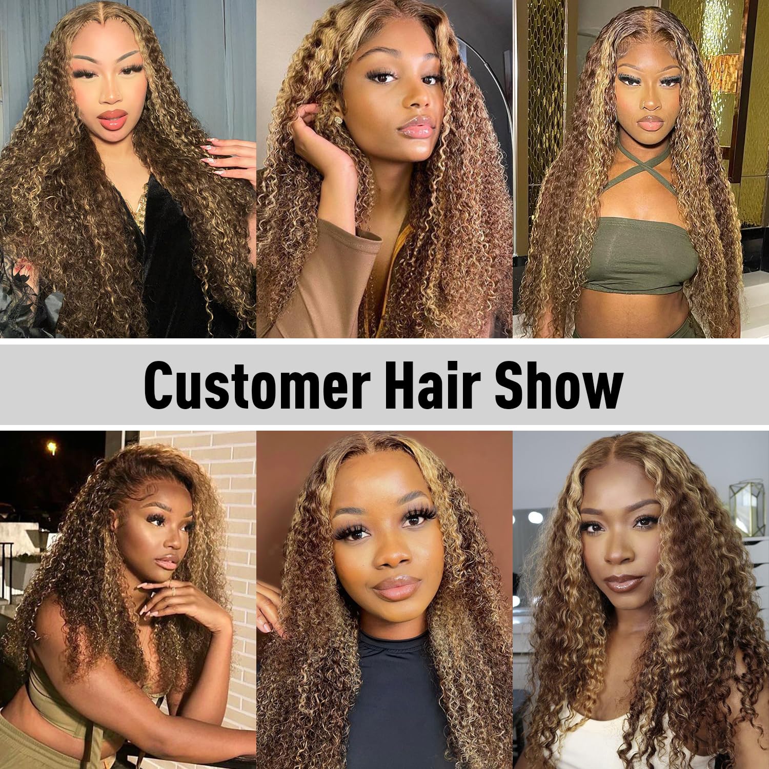 Highlight Lace Front Wear and Go Balayage Long Black and Blonde Curl Wave Wig Haha Highlight Ombre Lace Front Wig 4x4 Human Hair Body Wave  main image 2