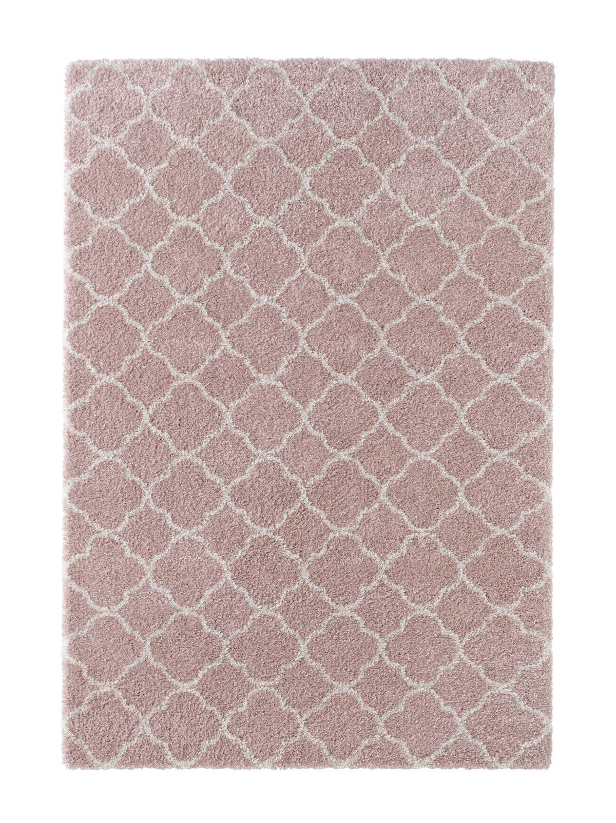 Luna Shaggy Flokati Tapis à Poils Longs Doux et Moelleux Motif géométrique pour salon, Cuisine, couloir ou Chambre à Coucher, Rose crème, 160 x 230 cm, polypropylène