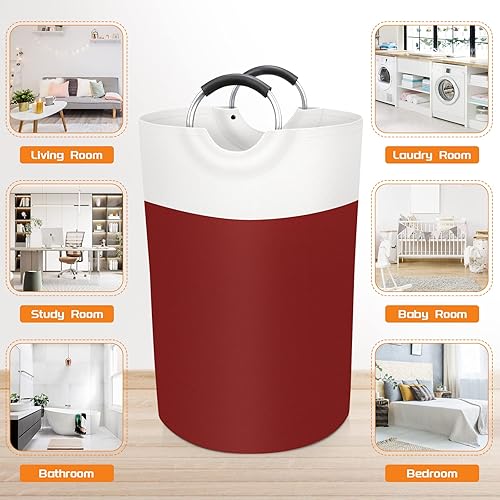 Vista 43 de BlissTotes - Canasta de lavandería plegables para ropa sucia, canasta impermeable con asas de aluminio protegidas de espuma para dormitorio Azul