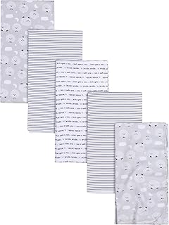 Gerber Boys and Girls Newborn Infant Baby Toddler Nursery 100% Cotton Flannel Receiving Swaddle Blanket, Sheep Grey, Pack of 5