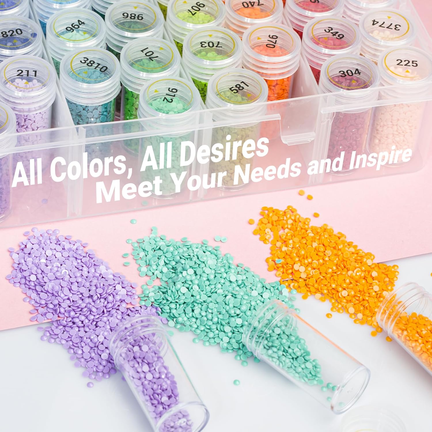 Acrylic Round Diamond Painting Beads, 60 Colors Diamond Painting Drills with Diamond Painting Storage Containers for Diamond Painting Kits for Diamond Painting Accessories Diamond Art Tools，90000PCs