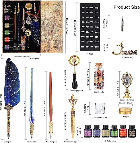Miniatura 2 de Juego de bolígrafo y tinta de plumas rojas, juego de sellos vintage y cera de sellado, regalo de boda, juego completo de caligrafía para