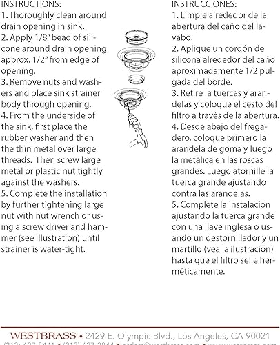 Miniatura 4 de Westbrass D214-62 - Colador grande para fregadero de cocina de 3-12 pulgadas, color negro mate