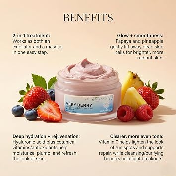 Sweetsation Therapy/Yunasence, Very Berry Oxygen Exfoliating Mask & Scrub w/Vitamin C, Enzymes & Superberries. Rejuvenating, Hydrating, Purifying, Pore cleansing.