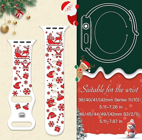 Miniatura 76 de Christmas Gift Compatible with Christmas Apple Watch Bands for Women 49mm 46mm 45mm 44mm 42mm, Soft Silicone Santa Claus for Apple Watch Ultra 3