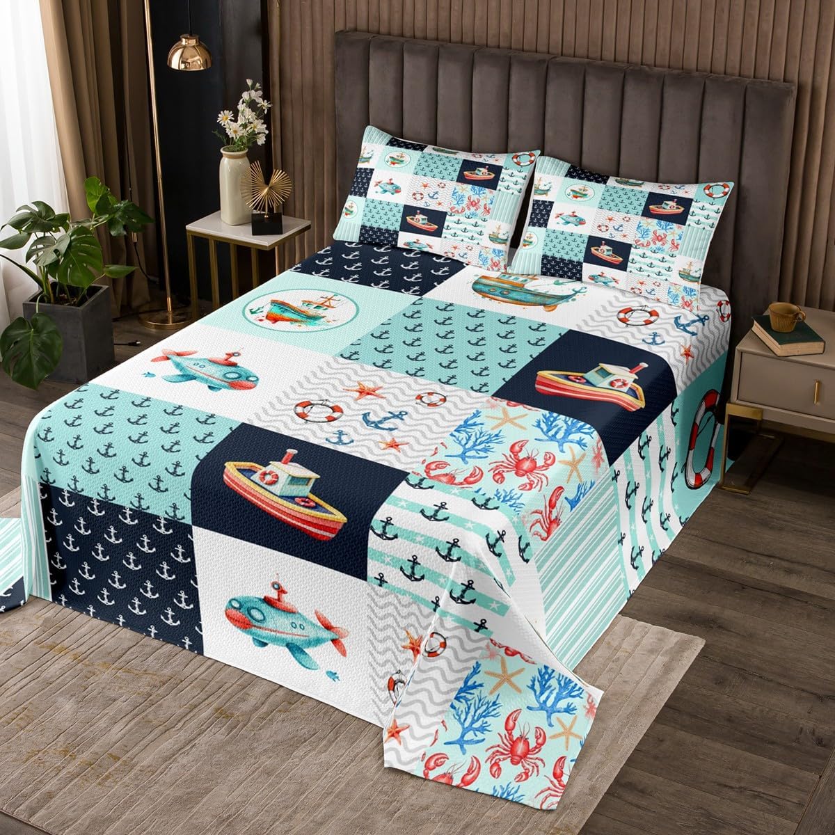 Erosebridal Aztec Quilt Set Queen Size for Kids Teens Adults,Rustic Bull Skull Coverlet Set,Tribal Southwestern Mexican Bed Cover Bedroom Decor,Cactus Bedspread Set