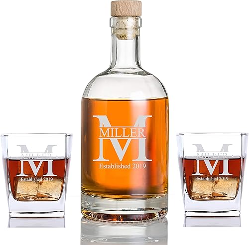 Botella personalizada de whisky Bourbon Cube Rocks Glass Set