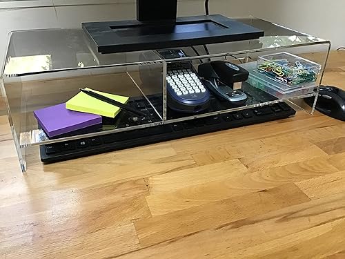 Miniatura 4 de N'icePackaging 1 cantidad  5.5 pulgadas de alto  0.197 in de vidrio acrílico elevado monitor de computadora soporte con divisor  para