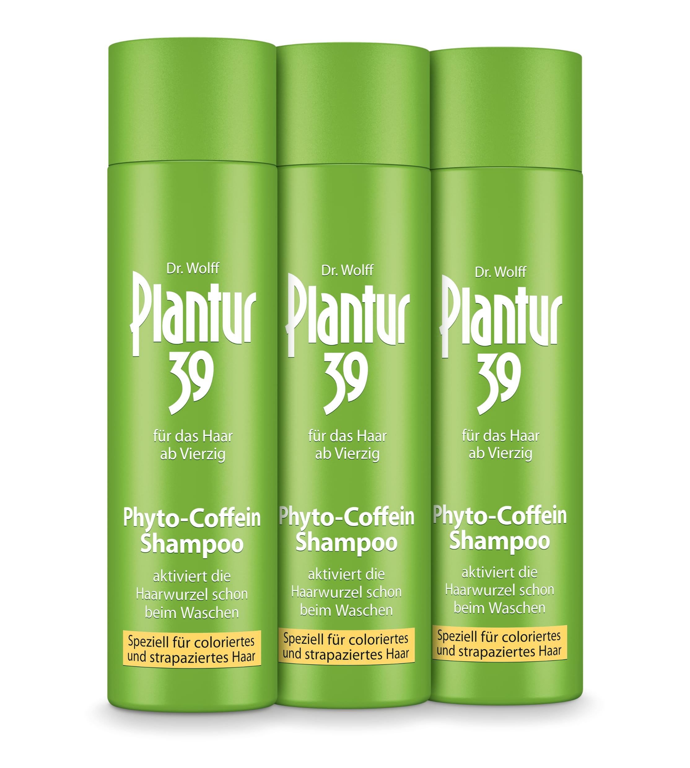 Plantur 39 Szampon do włosów fito-kofeinowych dla kobiet, 3 x 250 ml, specjalnie do włosów farbowanych i zniszczonych, kofeina przeciw wypadaniu włosów u kobiet, wzmacnia porost włosów
