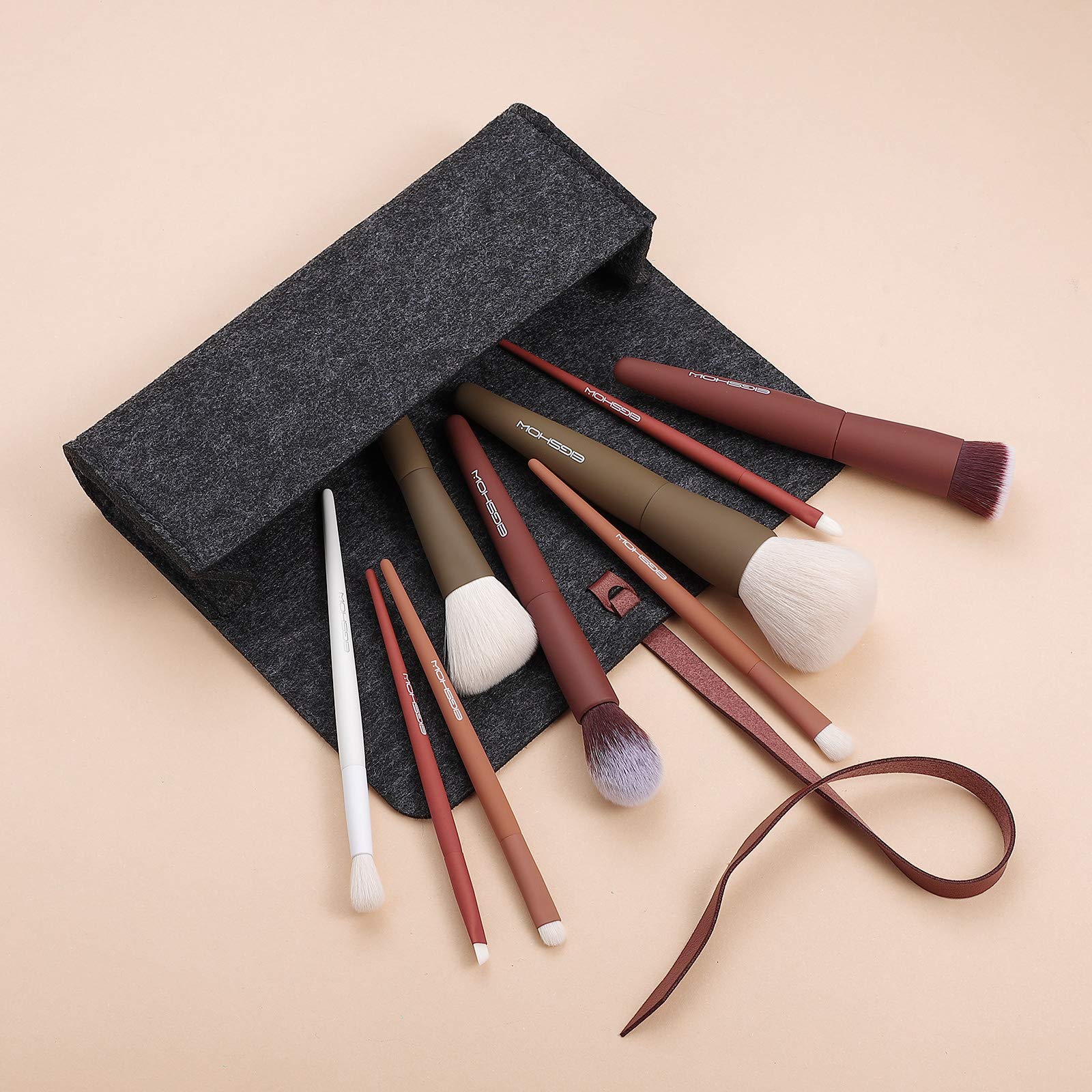 Make-up-Pinsel, EIGSHOW 5-Farben-Kabuki-Reise-Make-up-Pinsel-Set mit extraweichen synthetischen Fasern für Puder-Rouge-Concealer zum Konturieren und Hervorheben von Anwendungen - Vegan