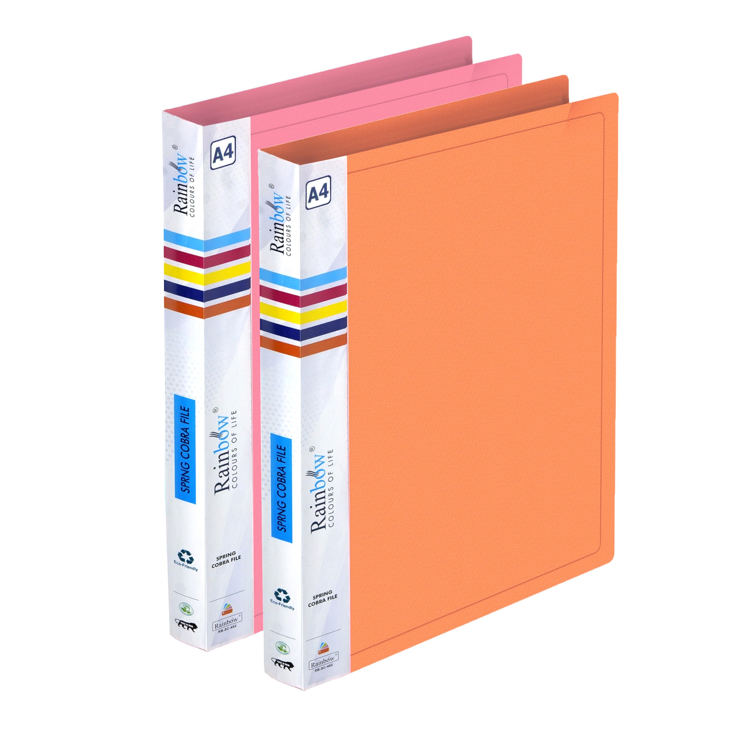 Shuban 2 Pack Durable Plastic A4 Size Cobra Spring Clip File Folder, File for Document Holder Certificates Holder- Assorted Color