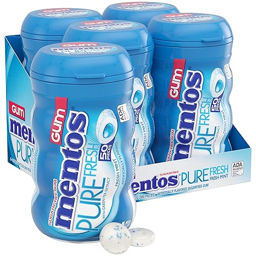 Miniatura 51 de Goma de mascar Mentos Pure Fresh, sin azúcar con xilitol, sabor Wintergreen, para dulces de Halloween, a granel, 50 unidades (paquete de 4)