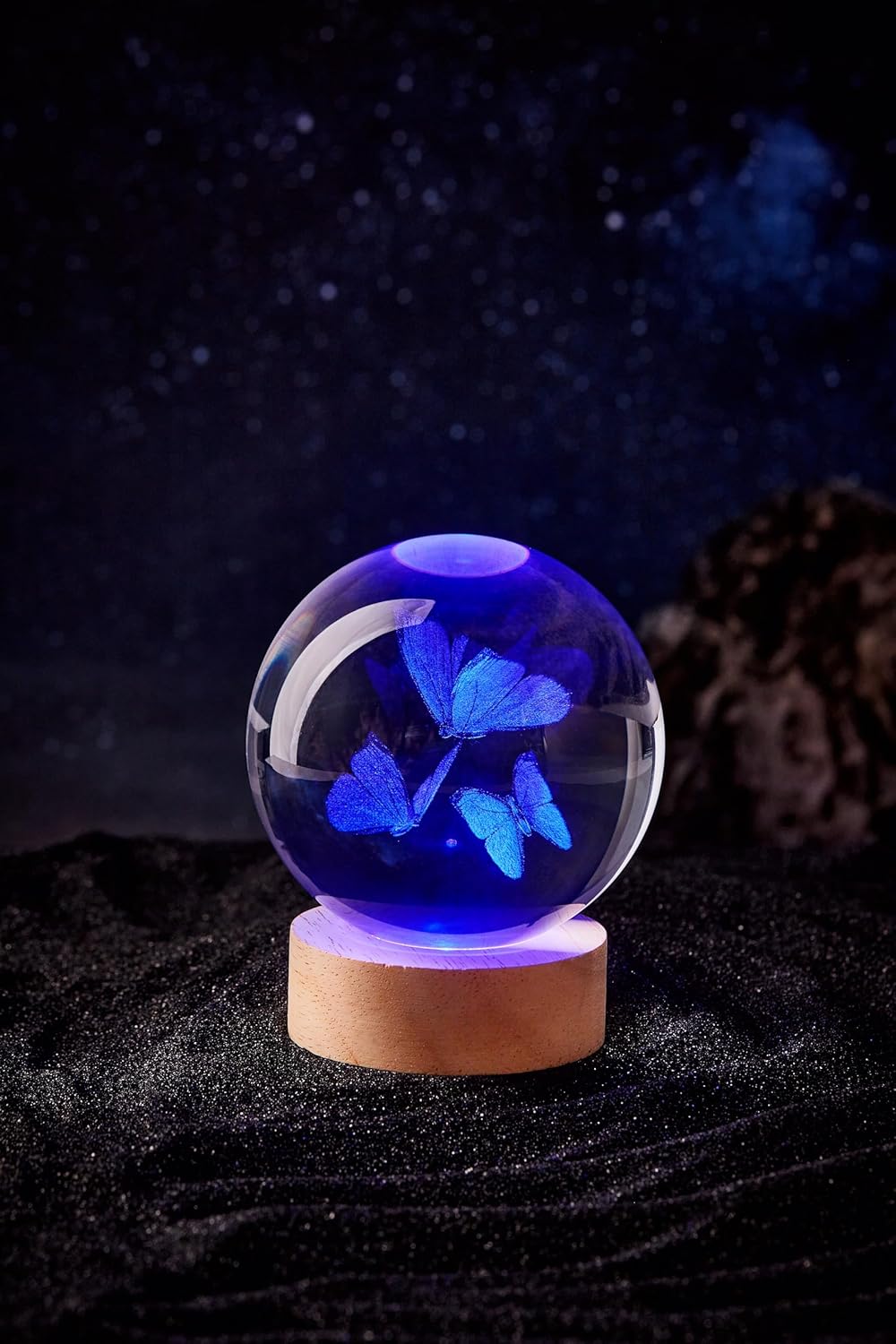 3D Butterfly Crystal Ball Lamp,Lifelike Three Butterflies Night Light,16 Colors Changing Light,Dimmable Remote Control, Gift Lamp (Butterfly) - Image 8