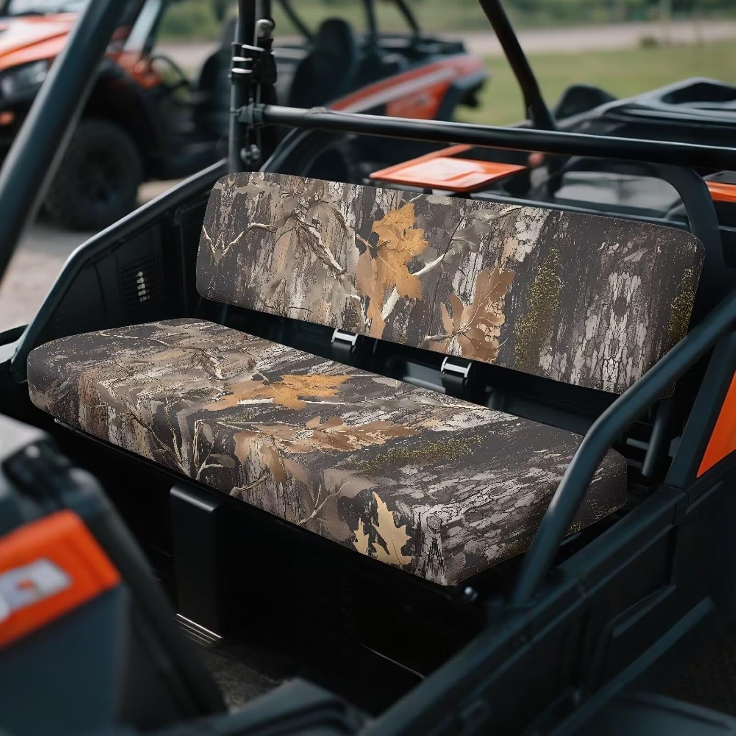 Pensura UTV Seat Cover Scratch-Proof Camo Hunting Print Mule Bench Seat Cover Universal Fit for Kawasaki Mule 3000 3010 3020, Replacement UTV Accessories Non-Slip Padded Protector
