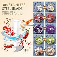 Vista 7 de EASYSPEED Electric Garlic Chopper 1Cup, Mini USB Charging Wireless Food Processor with 304 Stainless Steel, 3 Sharp Blades, Portable Kitchen Meat