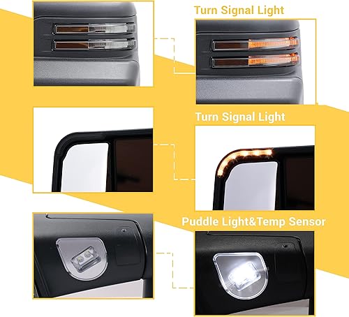 Miniatura 3 de Espejos de remolque para Dodge Ram 1500 2009-2018, Dodge Ram 2500 3500 2010-2018 con Turn Siganl Power Glass extensible par de espejos de remolque