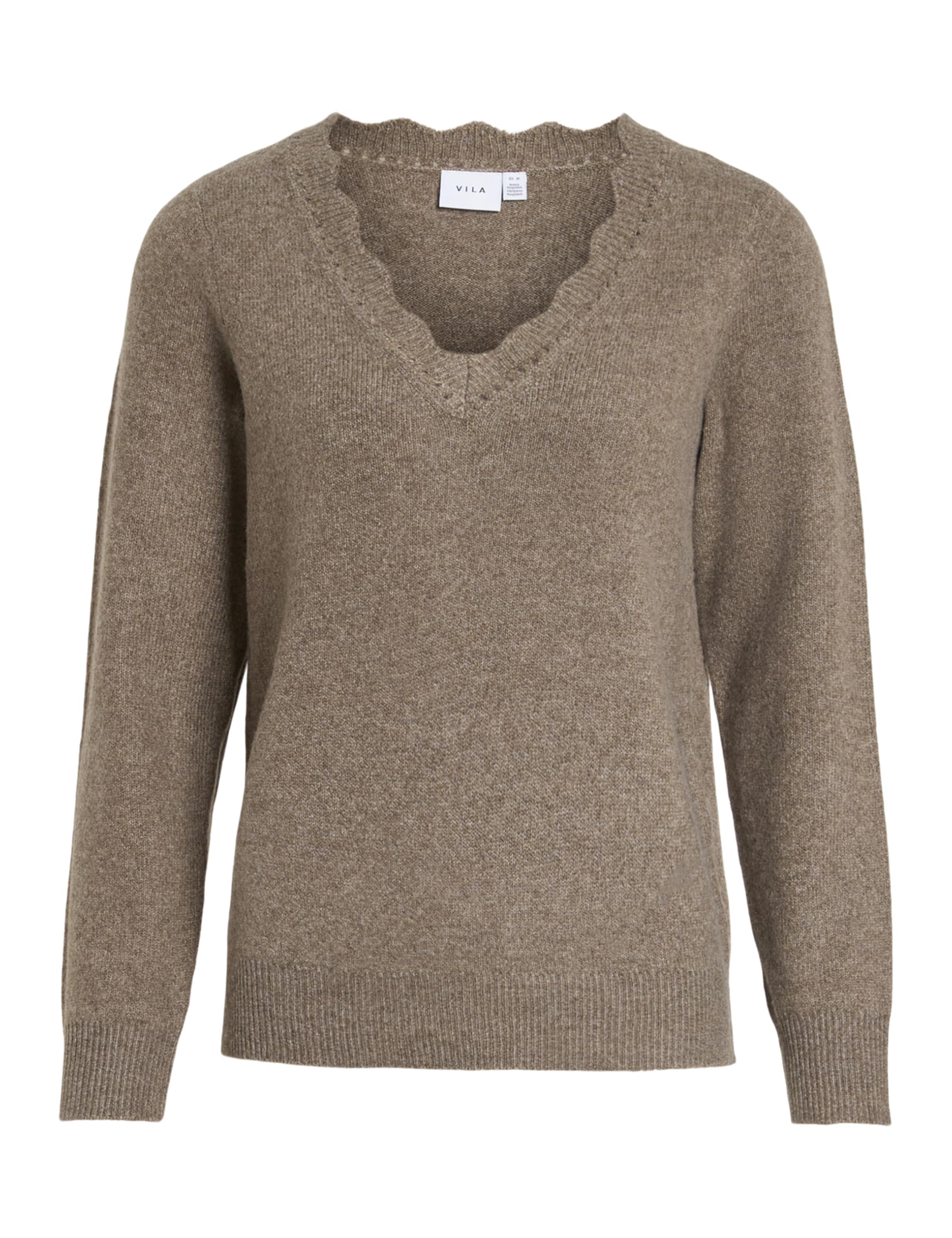Vila Vinikolina V-Neck L/S Knit Top - Noos, Falcon, S