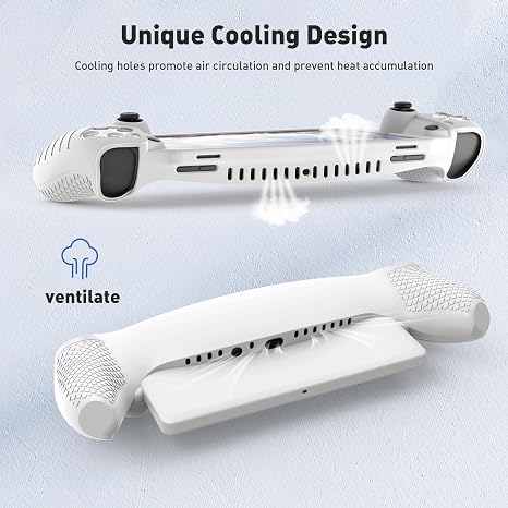 Foluck 3 in 1 Accessoris Set Compatible with Playstation Portal, EVA Carrying Case for PS5 Portal, Soft Silicone Protective Cover, 2 Pack Screen Protector, Ps Portal Accessories, White, Christmas Gift