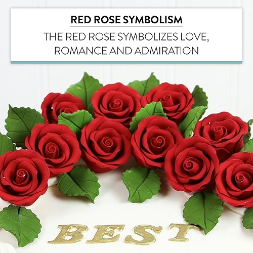Miniatura 3 de Global Sugar Art Rosas comestibles premium, rojas, sin alambre, medianas de 1.5 pulgadas, 12 unidades por Chef Alan Tetreault