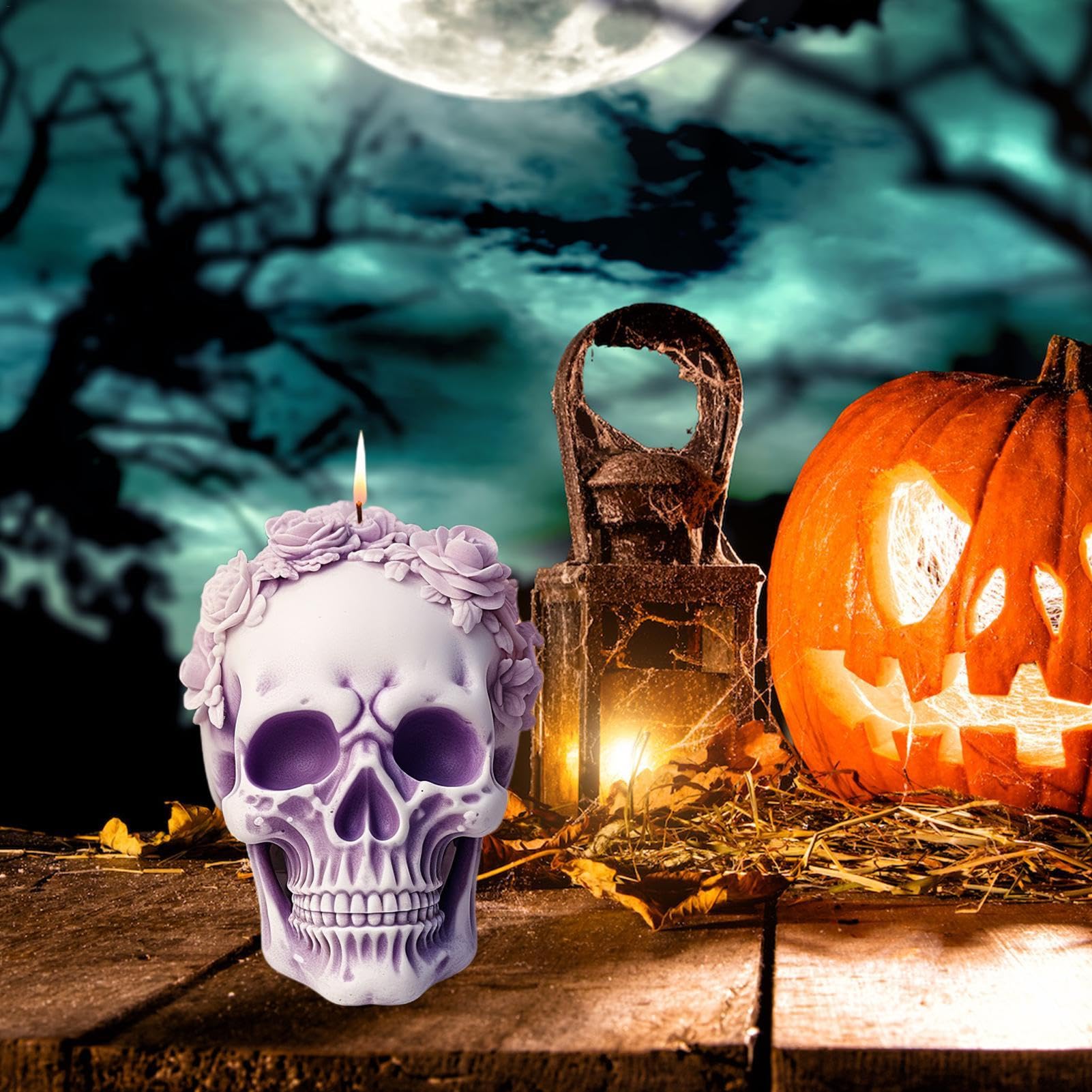 Moules En Silicone Pour Bougie De Crâne De Salle D'Halloween, Artisanat En Forme De Tête De Mort 3D, Décoration En Résine De Gypse, Cadeau D'art, 2024