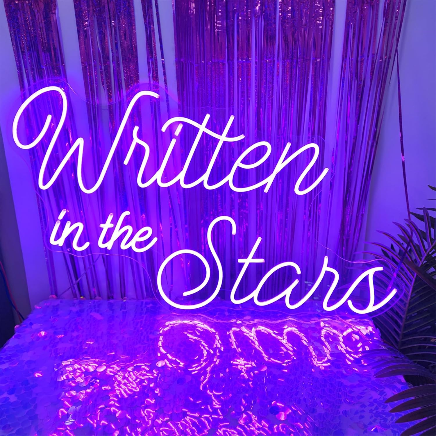 Written In The Stars Neon Sign for Wall Decor,Led Signs, Decoration Neon Lights for Bar Pub Christmas,Restaurant,Bedroom Neon Signs Engagement Birthday Wedding Party Size:55 * 32.6cm