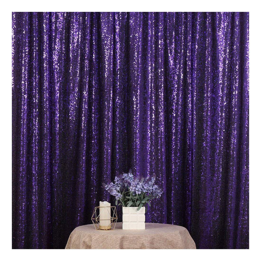 Poise3EHome 6FT x 8FT Purple Sequin Photography Backdrop Curtain for Party Decoration, Purple