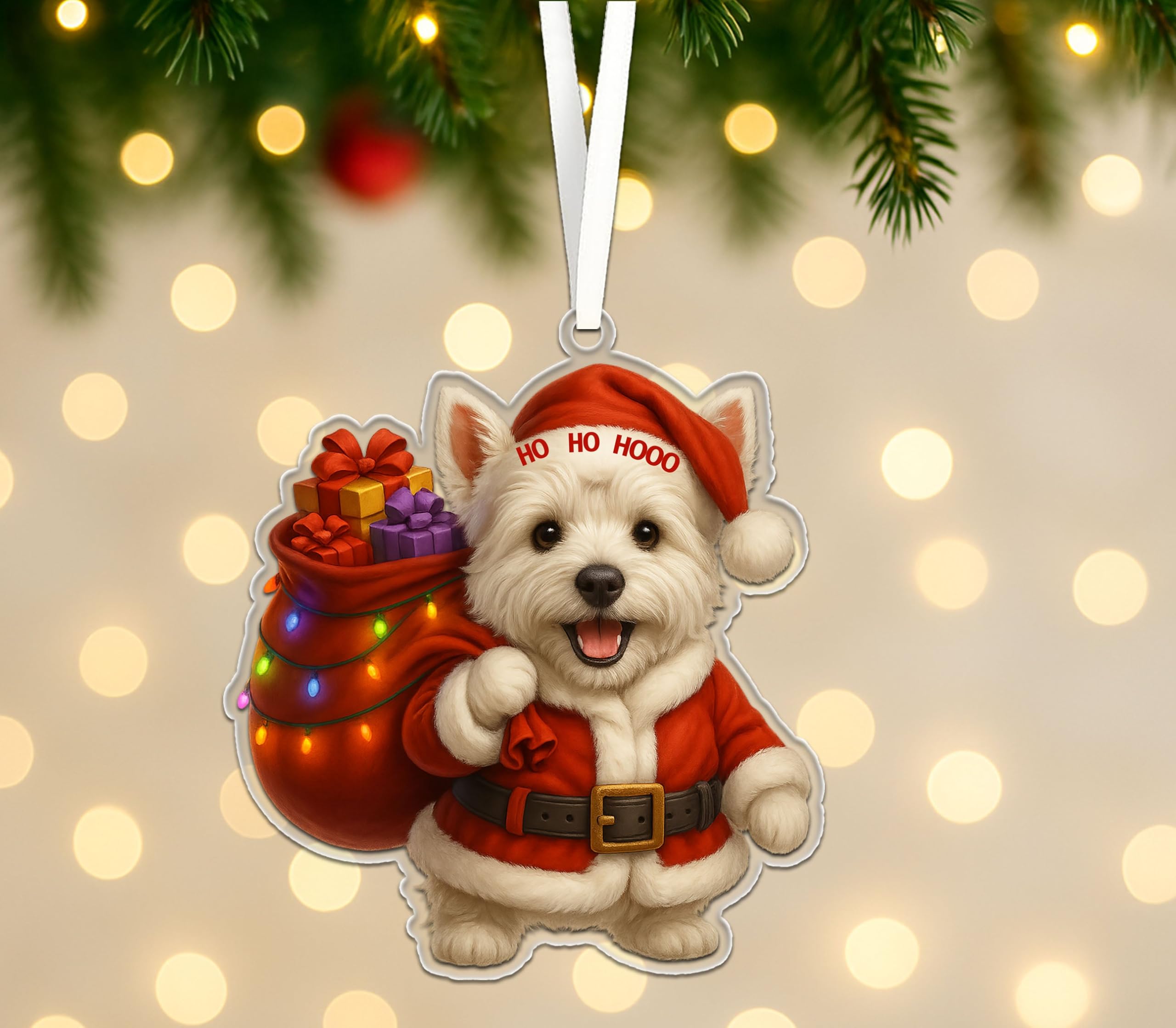 Père Noël Westie lumineux pour illuminer le salon des amoureux de chiens à Noël