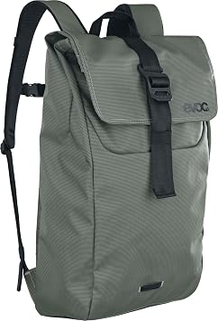 EVOC Duffle Backpack 16 Backpack Waterproof and 100% PVC-Free Tarpualin, Lid with Aluminium Hook Closure, Volume 16 litres, Weight 825 g, Dimensions 48 x 31 x 12 cm, Dark Olive - Black | sports-duffel-bags