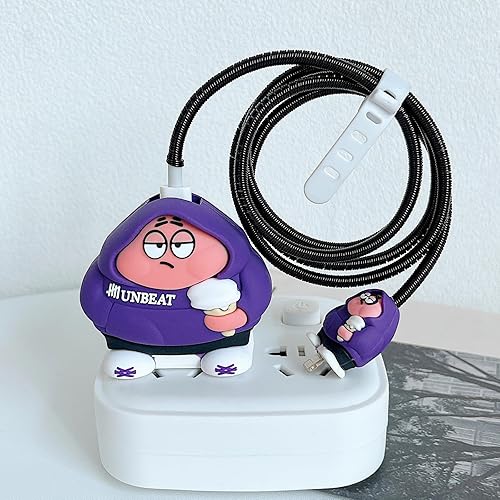 Miniatura 3 de Axanbox Paquete de 2 protectores de cargador de teléfono de dibujos animados, protector de cable Kawaii 3D  cargador de teléfono para Apple 18 W20