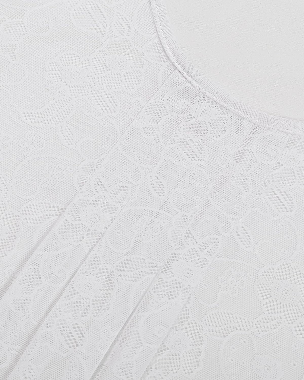 VALOLIA Women's 3/4 Sleeve Tunic Tops Casual Loose Fit Floral Blouses Mesh Pleated Layered Shirt - Image 3