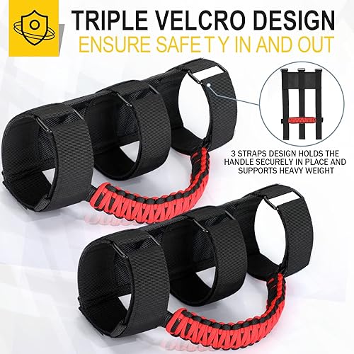 Miniatura 9 de moveland Paquete de 4 asas de agarre de barra antivuelco, asas de agarre de cuerda de paracaídas para Jeep Wrangler JL, JK, TJ, YJ y Jeep Gladiator