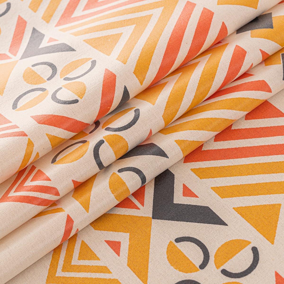 Waterproof Bohemian Tablecloth, 6-8 Foot Rectangle Fabric Orange Colorful Table Cloth with Soft Cotton Tassels, Farmhouse Vintage Dining Table Cover for Indoor Outdoor Use