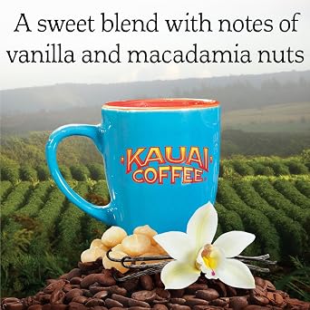 Kauai Coffee Ground Coffee Smooth, Rich, Medium Roast Slightly Sweet Nutty Flavor | Arabica, 10% Hawaiian with No Bitterness | Vanilla Macadamia Nut (Pack of 4)