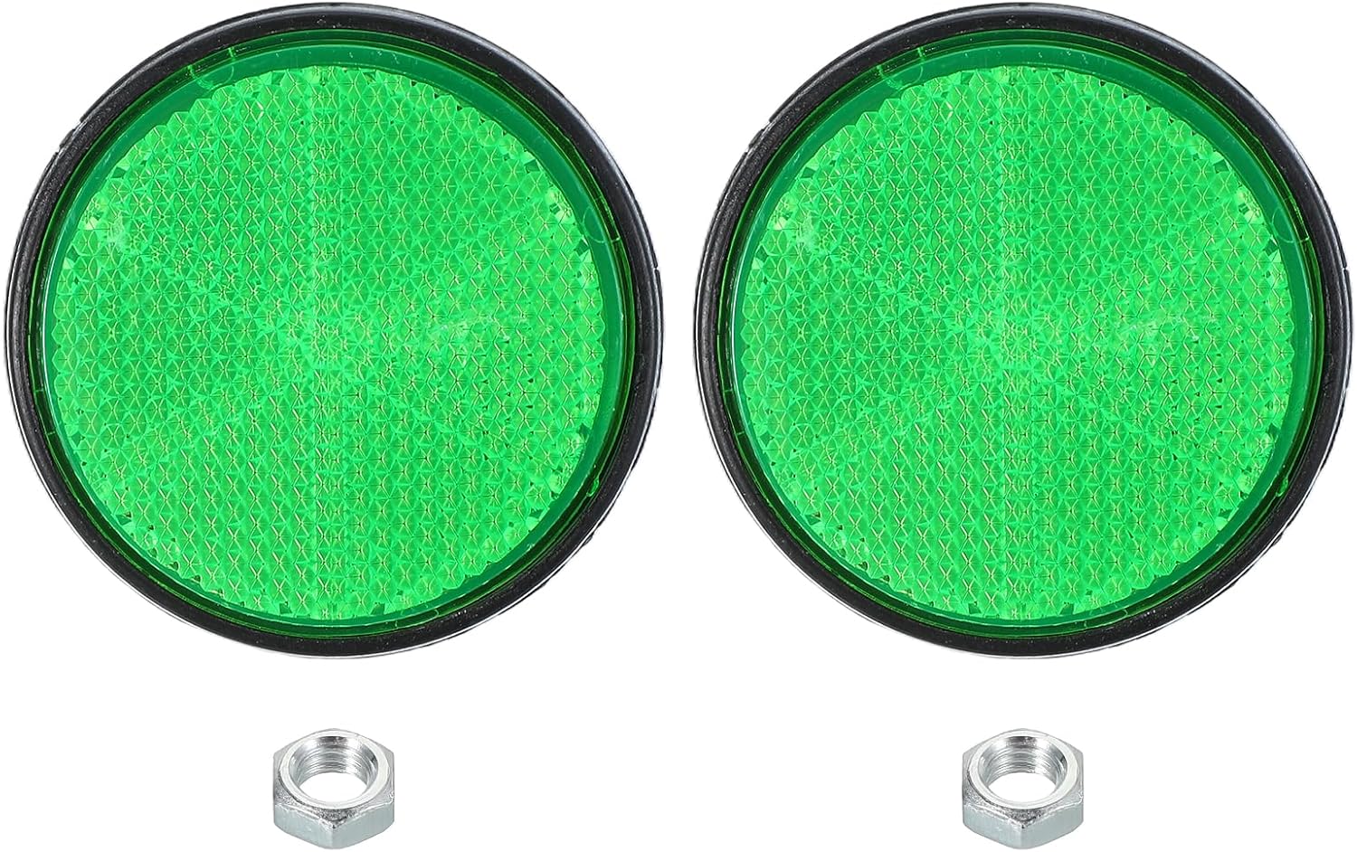 PATIKIL Round Rear Reflectors, 2 Pcs Safety Reflective Warning Reflector Plastic Universal Motorcycle Reflector with M6 Screw Mount for Car Motorcycle Trailer Bike Bicycles Dirt, Green