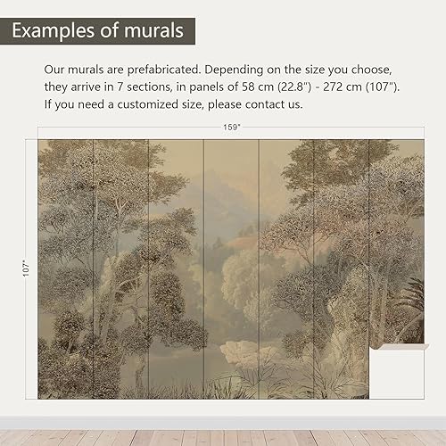 Miniatura 3 de Papel pintado de selva tropical, paisaje, árbol, murales de pared para dormitorio de 159 x 107 pulgadas (no despegar ni pegar)