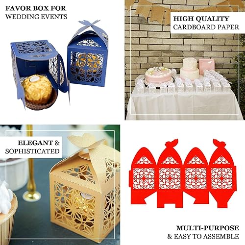 Miniatura 3 de Efavormart - 25 cajas de dulces de regalo con estampado de encaje con estampado de mariposa marfil